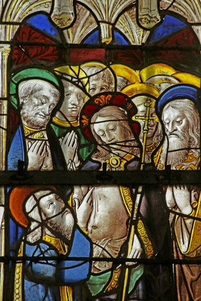 Ventana que representa a Santo Tomás dudando de French School